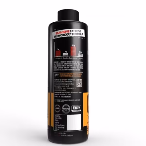 Pre-workout label with 3g L-Carnitine, 3g L-Citrulline, 4.5g Beta Alanine, and 2.5g L-Arginine