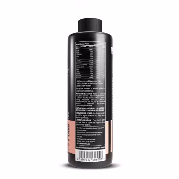 Nutritional Facts and ingredients label for a supplement, including dosage for beginners and advanced users