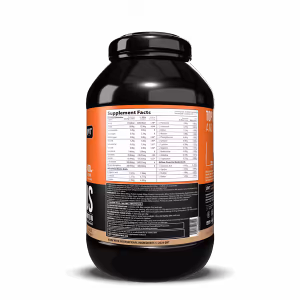 Supplement Facts label for QNT Delicious Isolate And Hydrolysate Protein, detailing nutritional info and amino acids