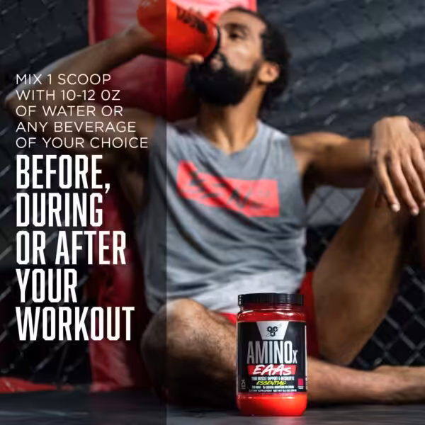 Mix 1 scoop with 10-12 oz of water or any beverage of your choice before, during or after your workout