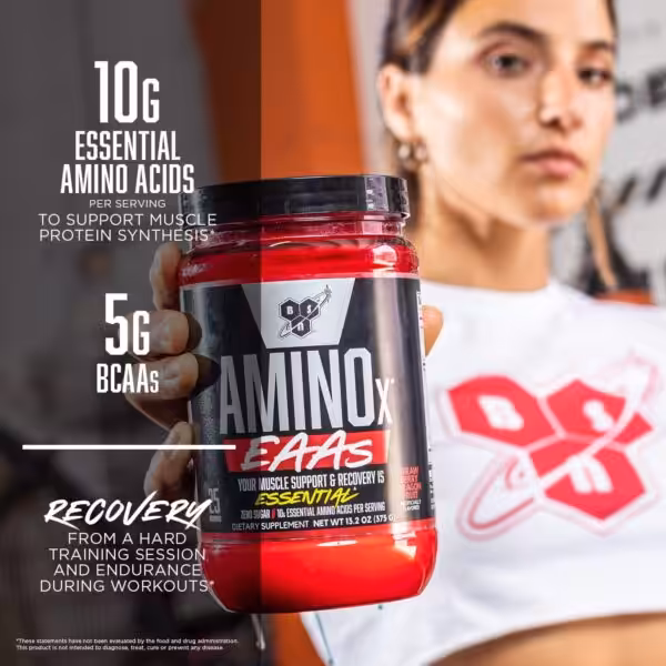 BSN AminoX EAAs: 10g Essential Amino Acids and 5g BCAAs for muscle protein synthesis, recovery, and endurance