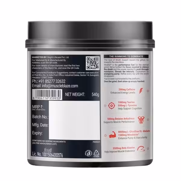 MuscleBlaze Pre Workout WrathX - 30 Servings - Image 3