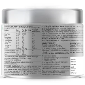 Wellbeing Nutrition Creatine Monohydrate + HCL | 100g | 300mg Taurine | Unflavoured