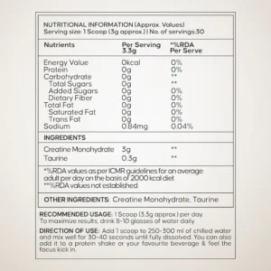 Wellbeing Nutrition Creatine Monohydrate | 100g | 300mg Taurine | Unflavoured