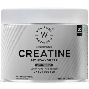 Wellbeing Nutrition Creatine Monohydrate | 100g | 300mg Taurine | Unflavoured