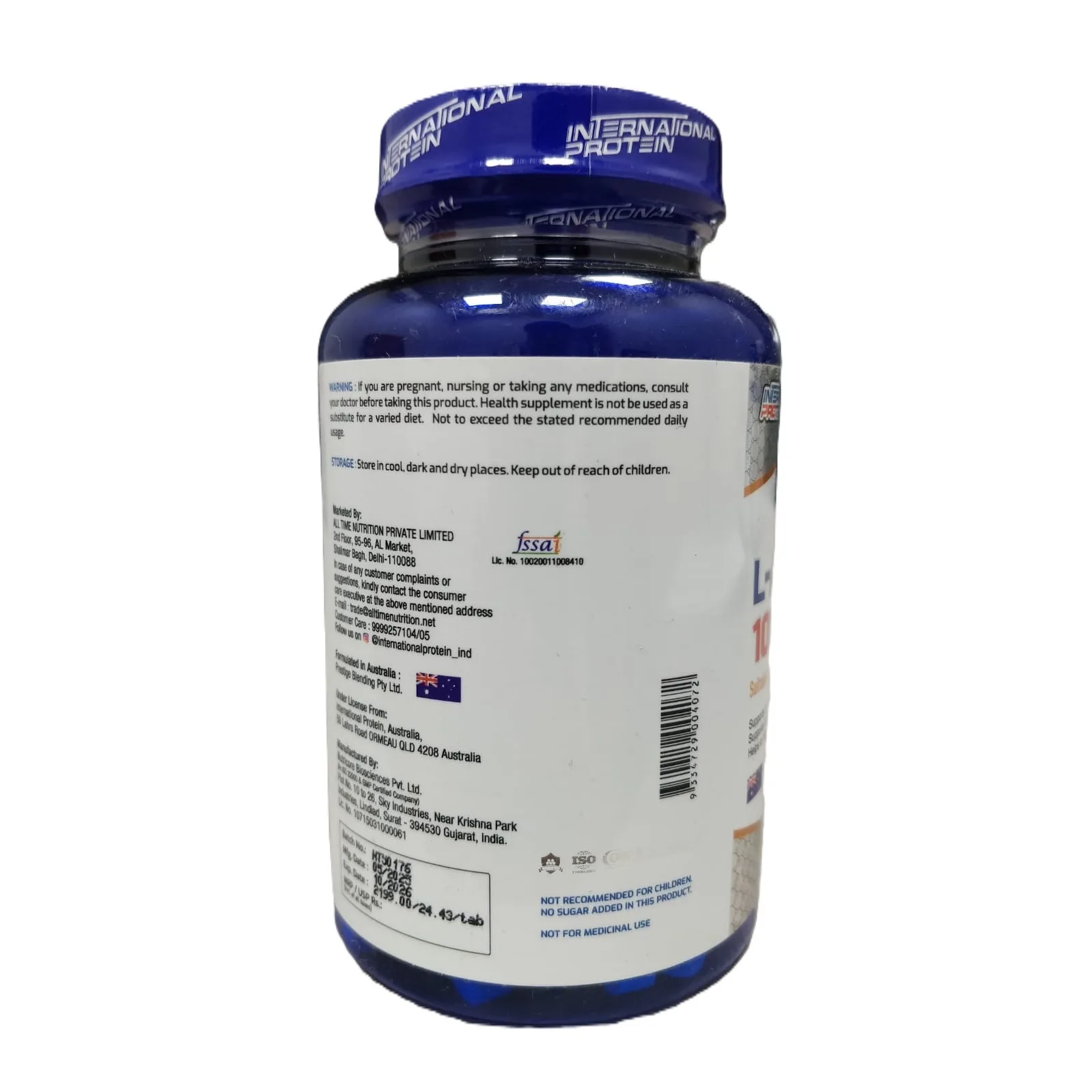 International Protein L-Arginine 1000mg - 90 tablet - Image 3