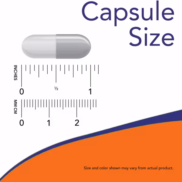 Capsule size diagram showing a capsule measuring approximately 1 inch (25 mm) long