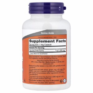 NOW Foods, Taurine, 1,000 mg, 100 Veg Capsules