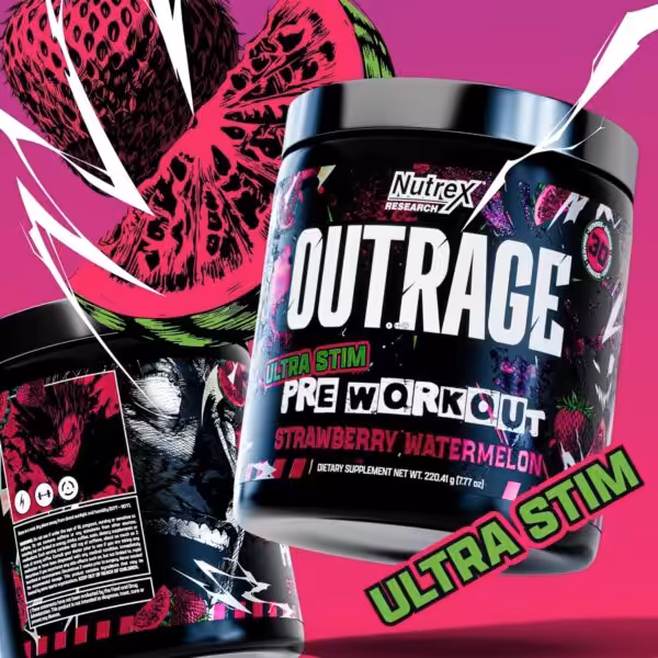 Nutrex Research Outrage Ultra Stim Pre Workout, Strawberry Watermelon flavor