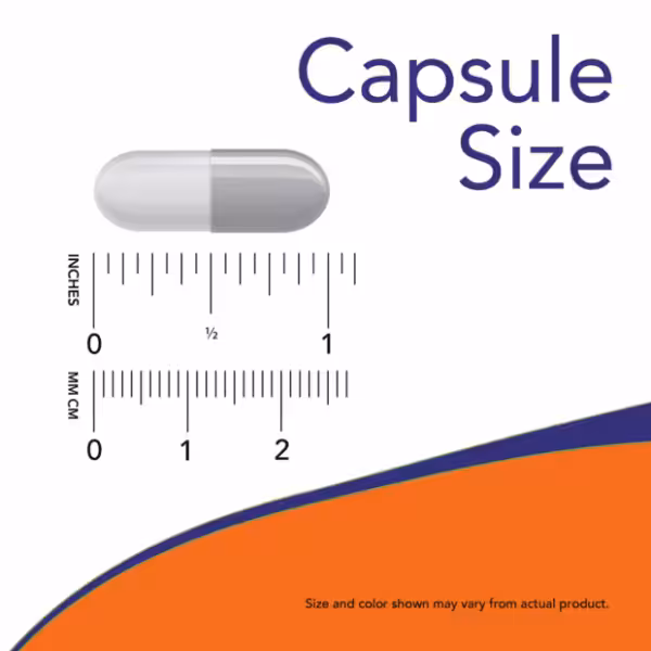 Capsule size diagram showing a capsule approximately 7/8 inch or 22 millimeters long