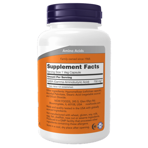 Now Foods GABA 750 mg, 100 CAPS - Image 2