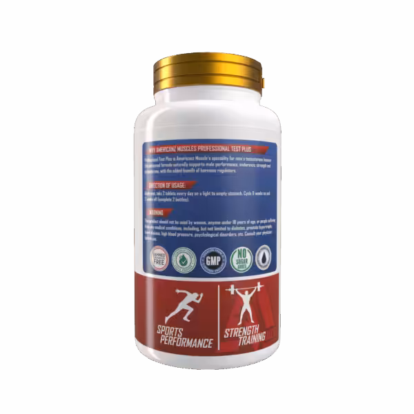 Back label of Professional Test Plus: directions for use, health warnings, and quality certification icons