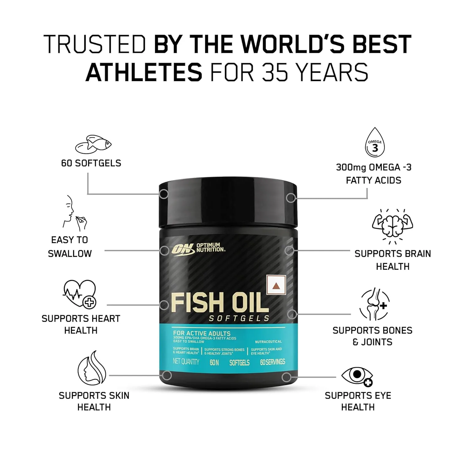 Optimum Nutrition (ON) Fish Oil - 60 Capsules - Image 3