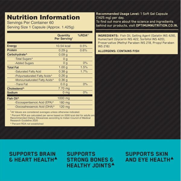 Optimum Nutrition (ON) Fish Oil - 60 Capsules