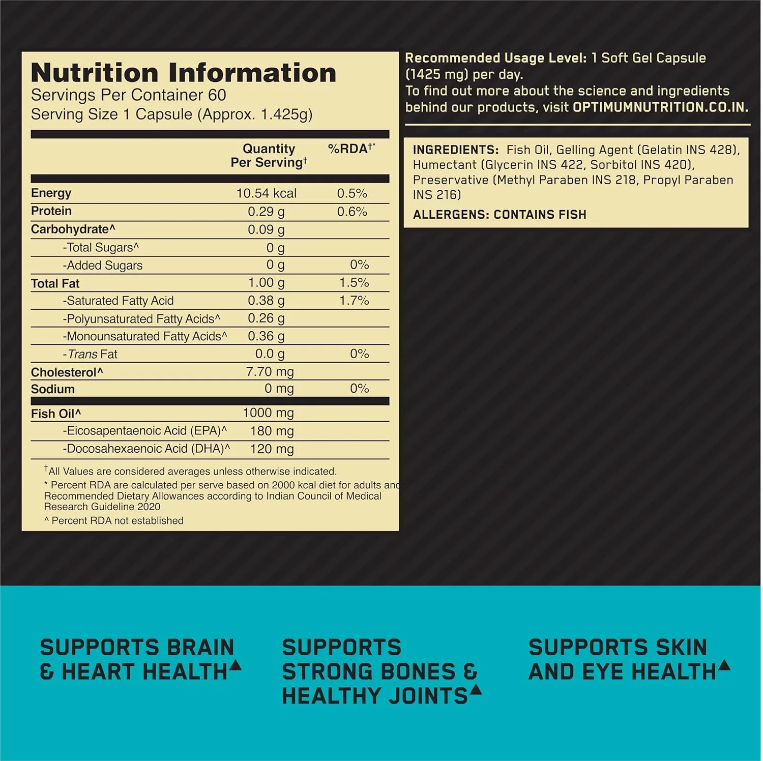 Optimum Nutrition (ON) Fish Oil - 60 Capsules - Image 2