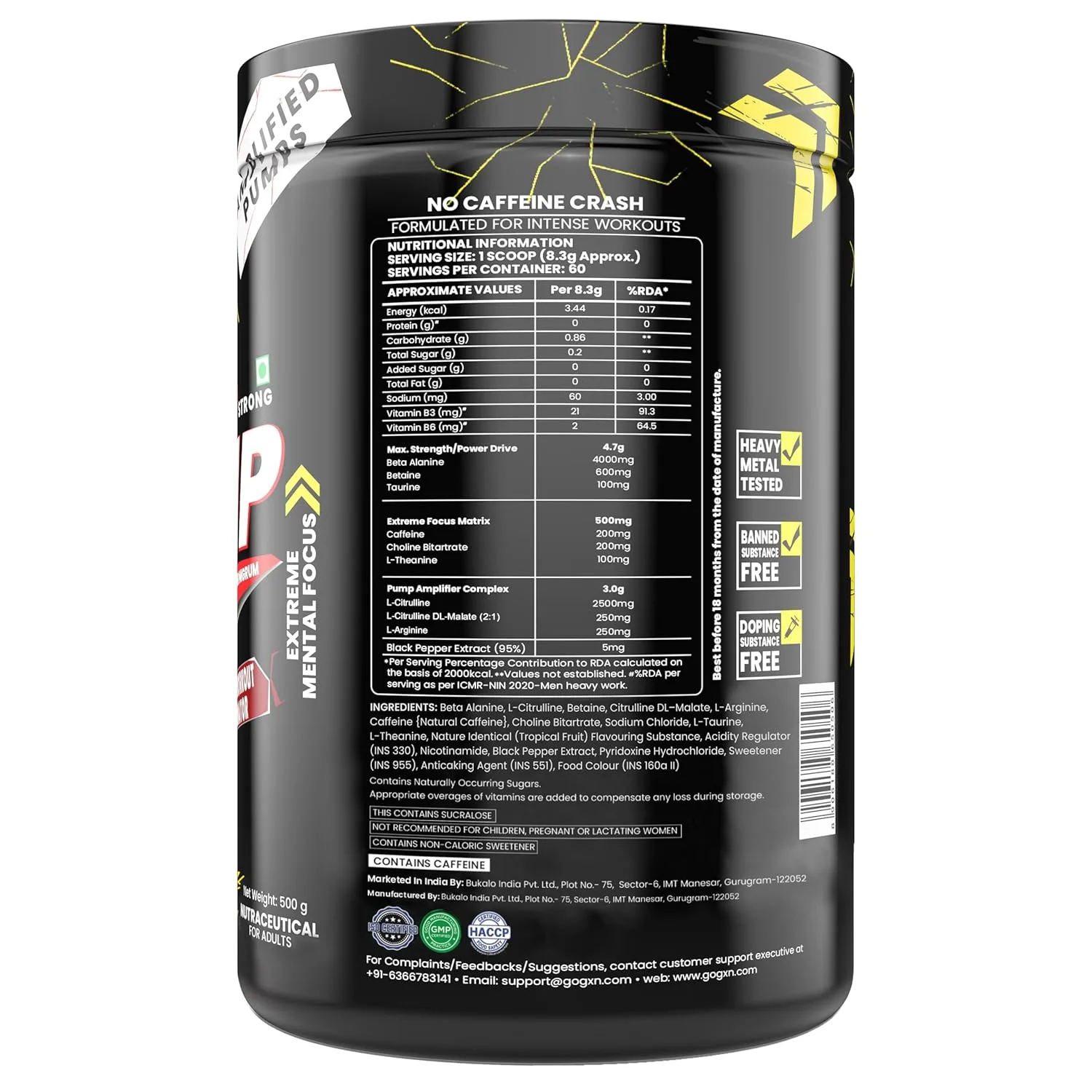 GXN N.O. Pump Preworkout, 500g - Image 2