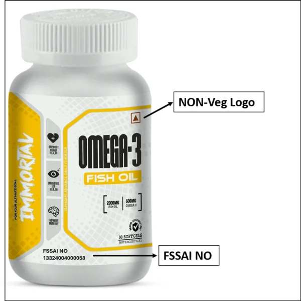 Immortal Omega-3 2000mg Fish Oil 90 Softgels