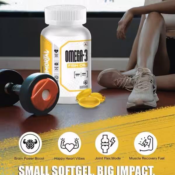 Immortal Omega-3 Fish Oil: Small softgel, big impact. Supports brain, heart, joints, and muscle recovery