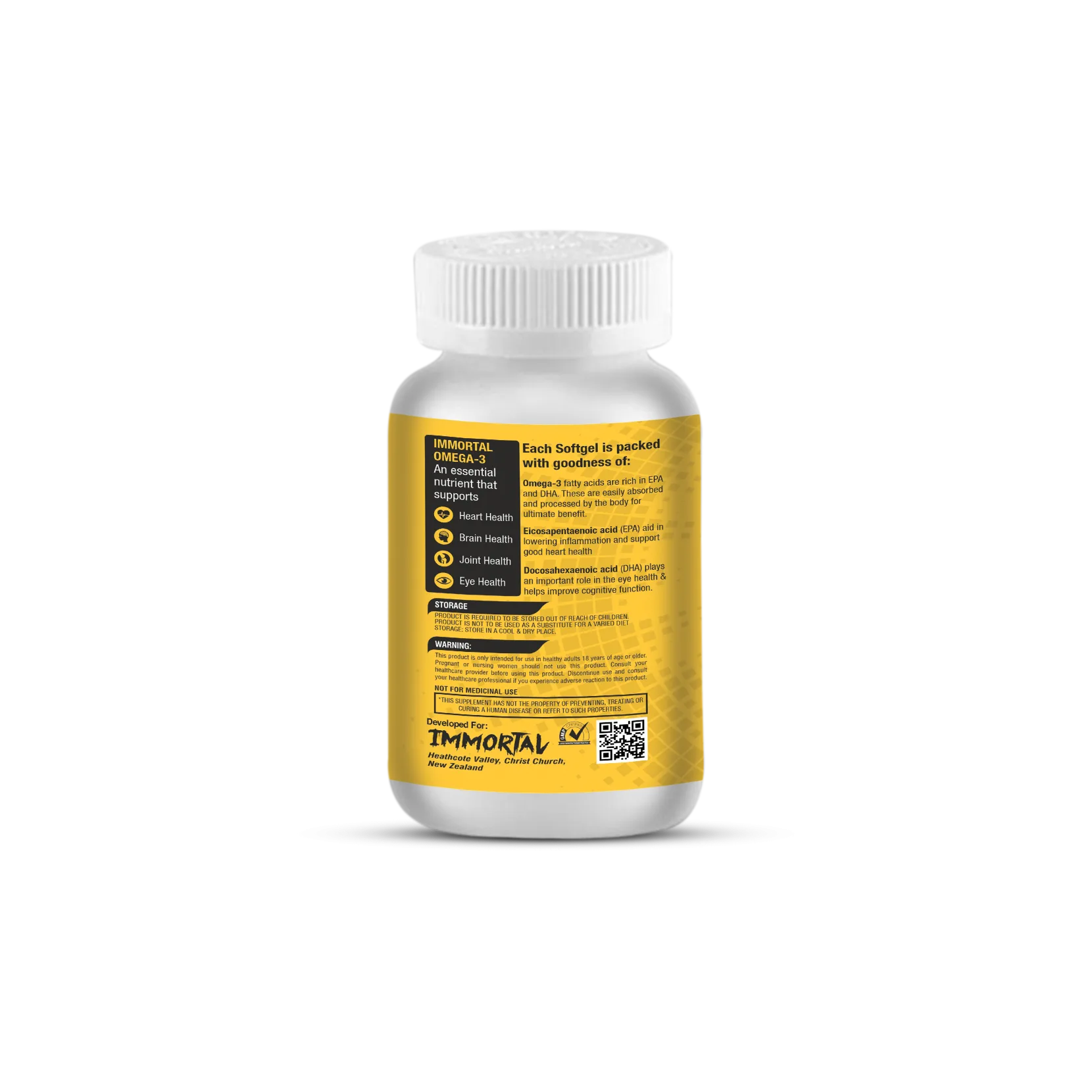 Immortal Omega-3 2000mg Fish Oil 90 Softgels - Image 3