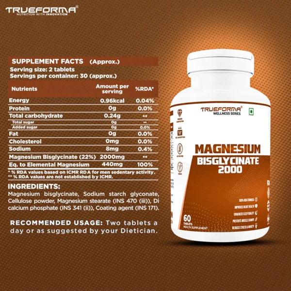 Trueforma Magnesium Bisglycinate 2000 | 60 Tablets