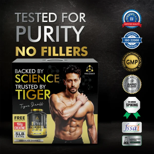 Tiger combo pack - 100% premium whey protein 5 lb + free creatine 50 sv