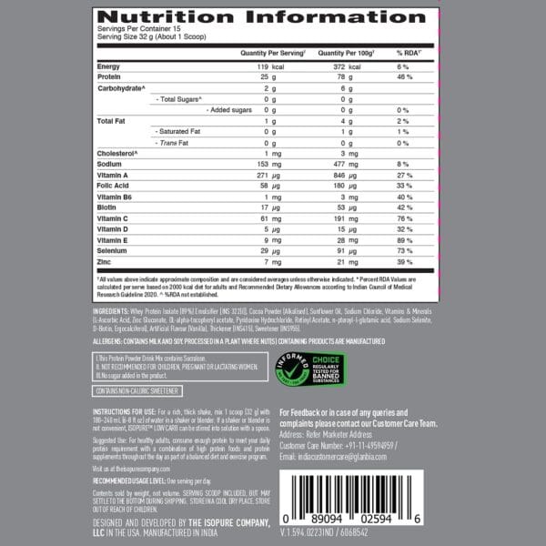 Isopure Low Carb 100% Whey Protein Isolate Powder