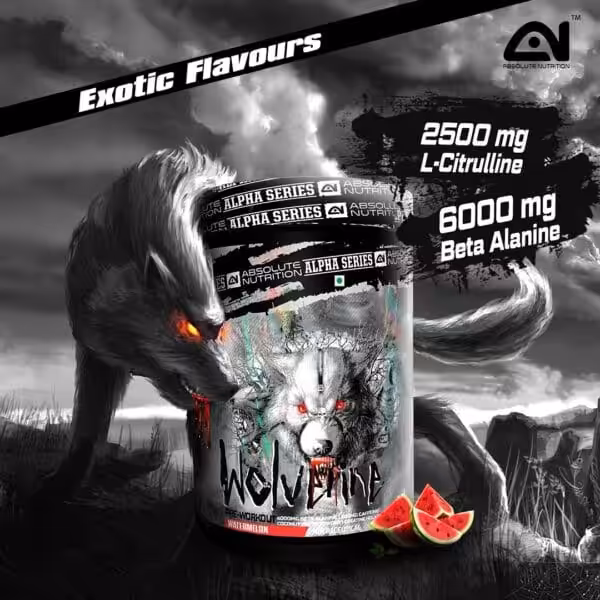 Absolute Nutrition Wolverine Pre-Workout, Watermelon flavor, with 2500mg L-Citrulline and 6000mg Beta Alanine