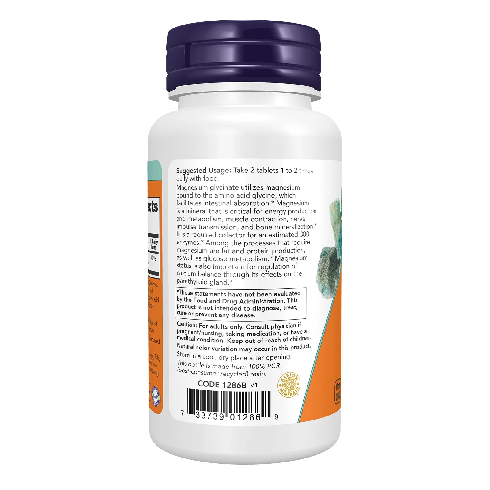 NOW Foods, Magnesium Glycinate, 200 mg, 90 Tablets (100 mg per Tablet) - Image 3