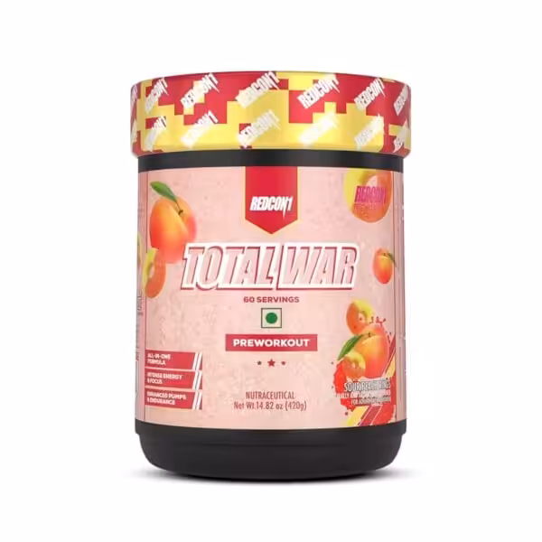 Redcon1 Total War Preworkout in Sour Peach Rings flavor, 60 servings, 420g