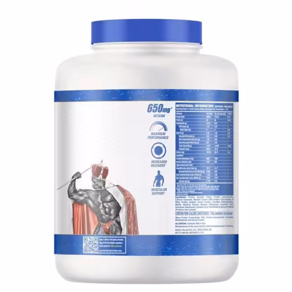 Nutritional information and ingredients label for a supplement featuring 650mg of Betaine per serving