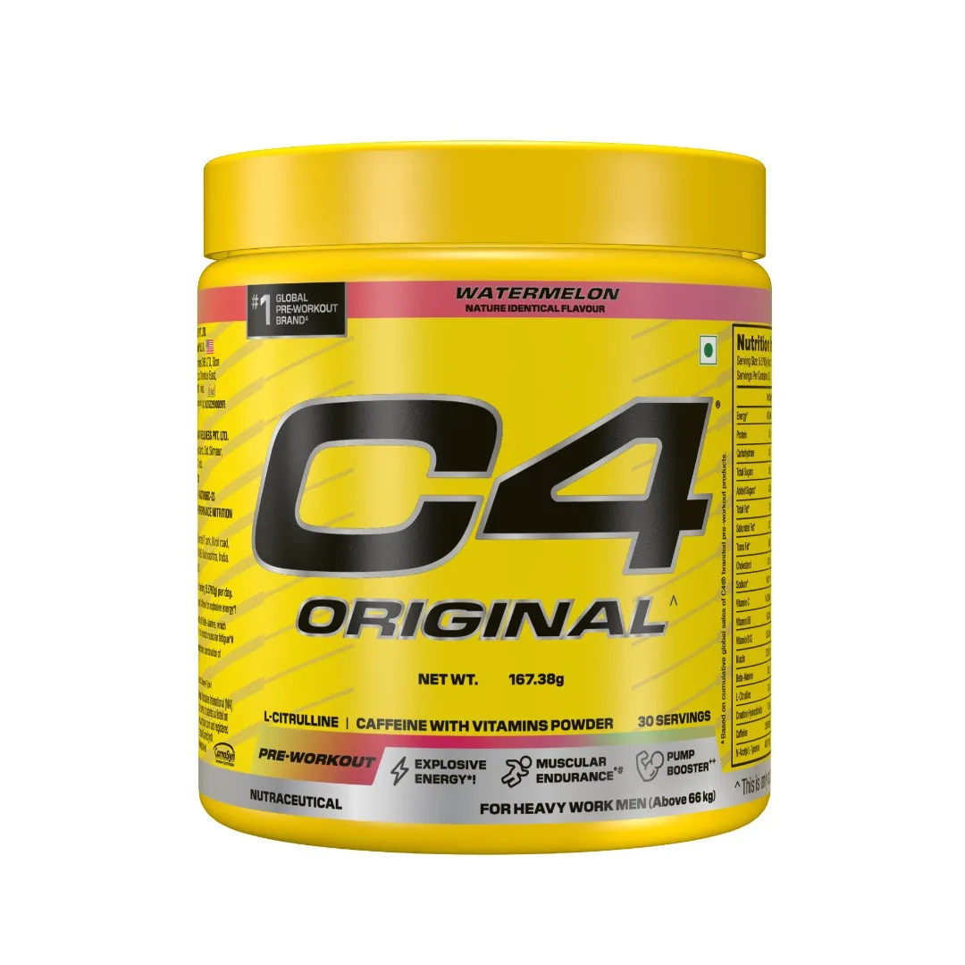 C4 Original Pre-Workout powder in Watermelon flavor, 167.38g, 30 servings, with L-Citrulline and Caffeine with Vitamins