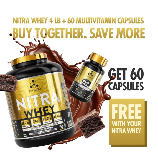 One Science Nutrition Nitra Whey + Free Daily Multivitamins 60 Caps - 1.81 Kg (3.9 Lb)