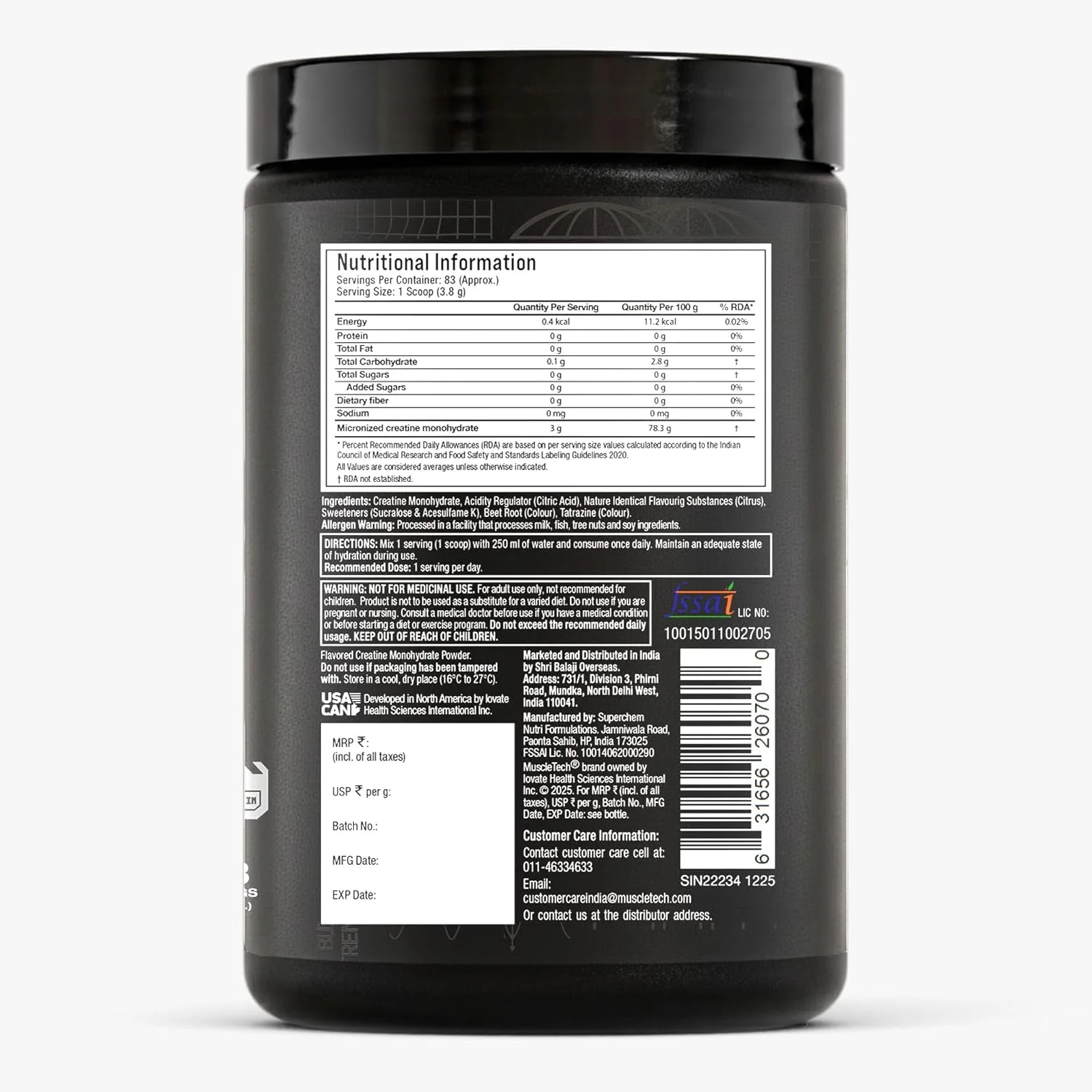 MuscleTech Platinum 100% Creatine 83 servings, Citrus Blast - Image 2