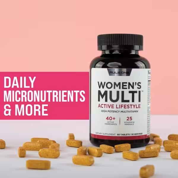 Rule One Women's Multi Active Lifestyle high potency multivitamin, 40+ active ingredients, 25 vitamins & minerals, 60 tablets