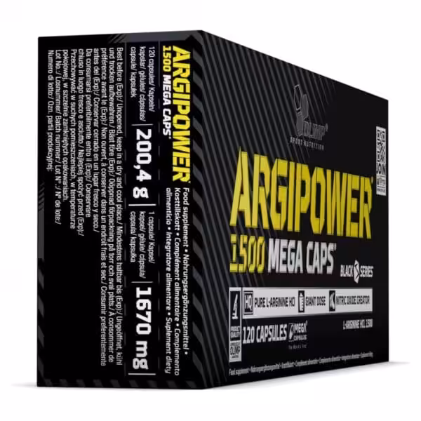 Olimp Sport Nutrition ArgiPower 1500 Mega Caps Black Series, 120 capsules, pure L-Arginine HCl supplement
