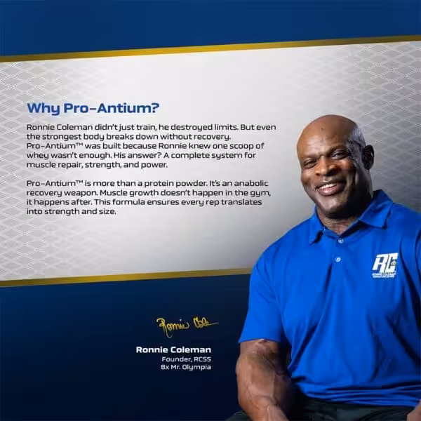 Why Pro-Antium? Ronnie Coleman, 8x Mr. Olympia, explains it's a complete system for muscle repair, strength, and power