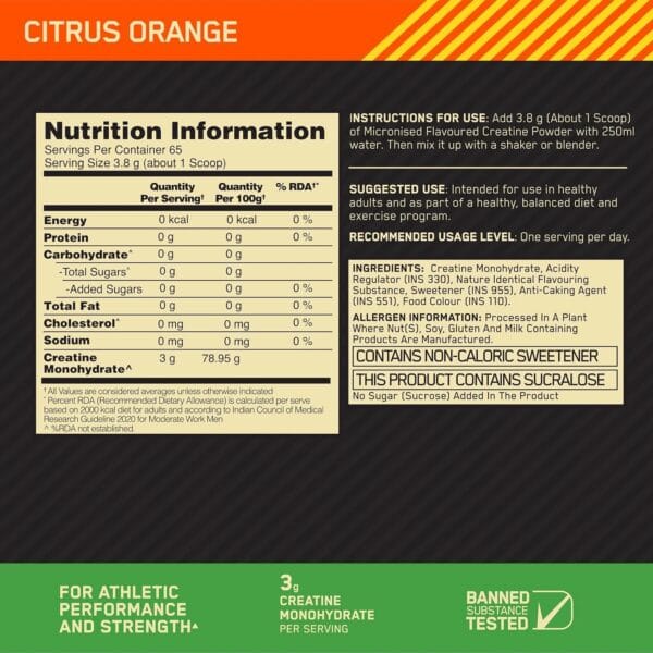 Optimum Nutrition (ON) Micronized Creatine Powder - Flavored