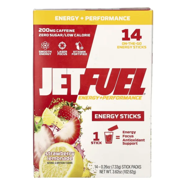 GAT, JetFuel®, Energy + Performance, Energy Sticks, Strawberry Lemonade, 14 Stick Packs, 0.26 oz (7.33 g) Each