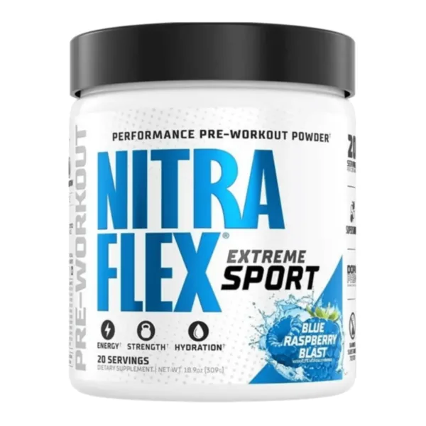 Nitraflex Extreme Sport Performance Pre-Workout Powder, Blue Raspberry Blast flavor, 20 servings