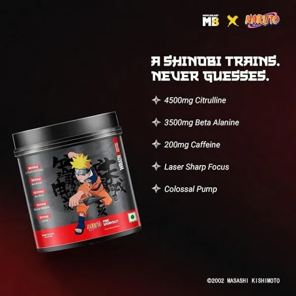 MuscleBlaze X Naruto Pre Workout WrathX Powder (Rage Orange, 540g) | With L-Citrulline DL-Malate, NitroBlaze & Beta Alanine - product image