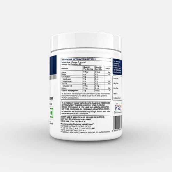 GAT CREATINE MICRONIZED POWDER-250G