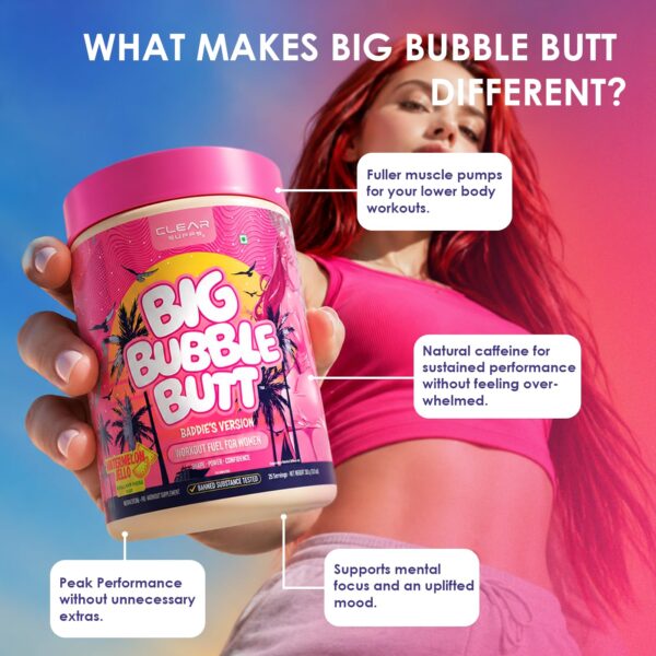 Big Bubble Butt – Baddie | Women’s Pre-Workout for Booty Pump, Energy & Focus | Zero Sugar, No Crash - Image 6