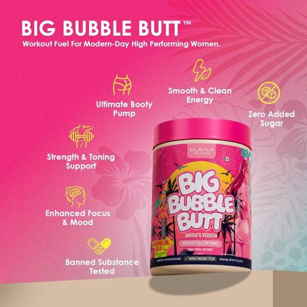 Big Bubble Butt – Baddie | Women’s Pre-Workout for Booty Pump, Energy & Focus | Zero Sugar, No Crash - Image 8