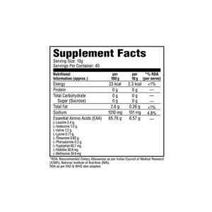 image of nutrition facts of labrada eaa power supplement