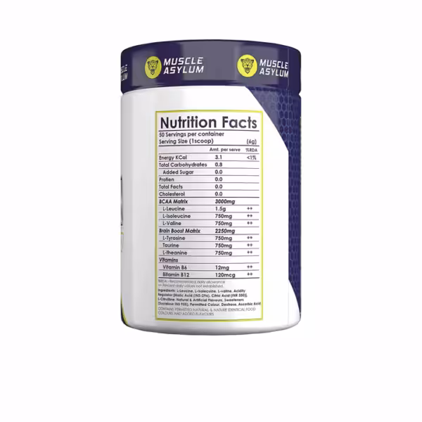 image of nutrition facts of muscle asylum bcaa