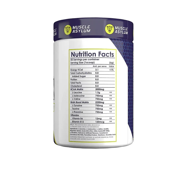 image of nutrition facts of muscle asylum bcaa