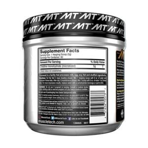 image of nutrition facts of muscletech creatine supplement