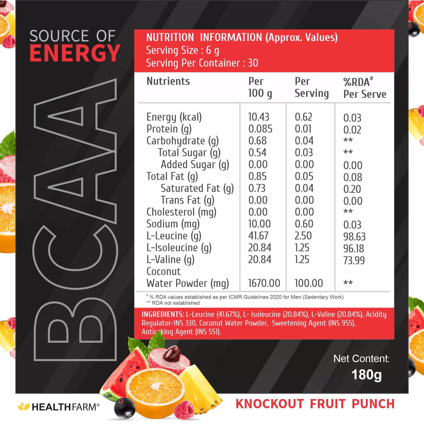 image of healthfarm bcaa supplement