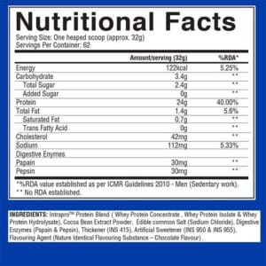 image of nutrition facts of gaspari nutrition intrapro whey 5lbs