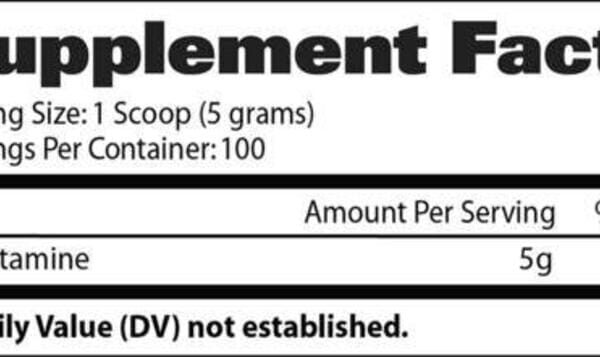 image of nutrition facts of Gat Sports L-Glutamine supplement